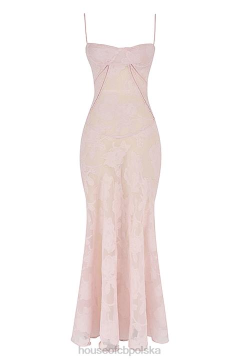 House of CB Seren Maxi Sukienka Różowe Kwiaty Koronka Elegancja - Image 7