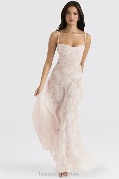 House of CB Seren Maxi Sukienka Różowe Kwiaty Koronka Elegancja - Image 1