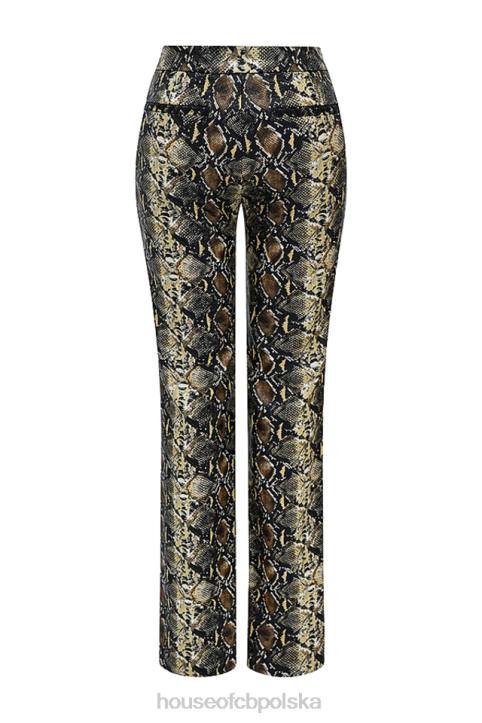 House of CB Serina Wegańskie Spodnie Skórzane Wężowy Wzór Modne i Stylowe - Image 5
