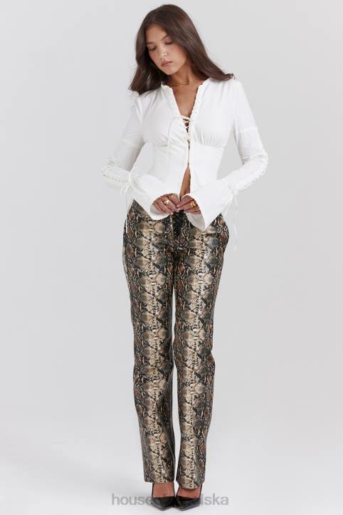 House of CB Serina Wegańskie Spodnie Skórzane Wężowy Wzór Modne i Stylowe - Image 7