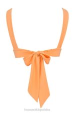 House of CB Seychelles jasnopomarańczowa bikini wiązana na plecach modna odzież plażowa - Image 9