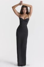 House of CB Stefania czarna gorsetowa sukienka maxi na każdą okazję - Image 11
