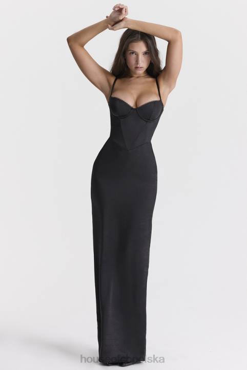 House of CB Stefania czarna gorsetowa sukienka maxi na każdą okazję - Image 11