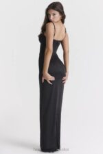 House of CB Stefania czarna gorsetowa sukienka maxi na każdą okazję - Image 17