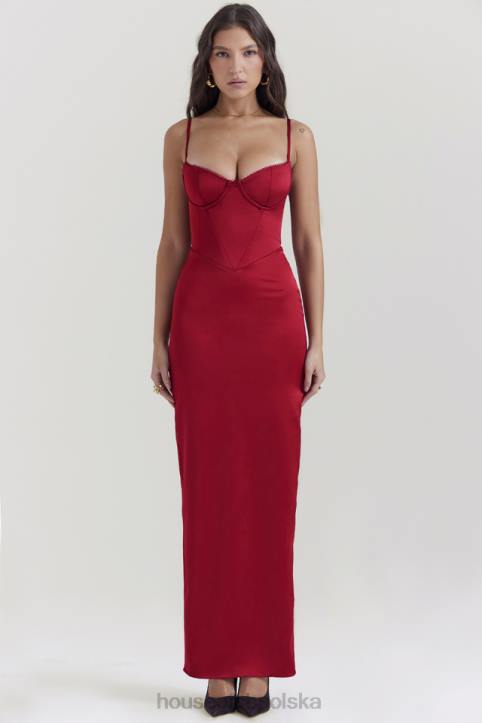 House of CB Stefania Rubinowa Gorsetowa Sukienka Maxi Modna Odzież - Image 6