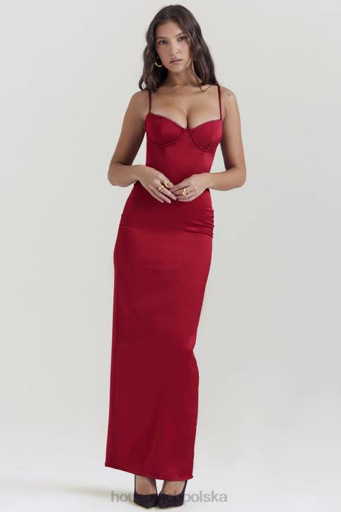 House of CB Stefania Rubinowa Gorsetowa Sukienka Maxi Modna Odzież - Image 8