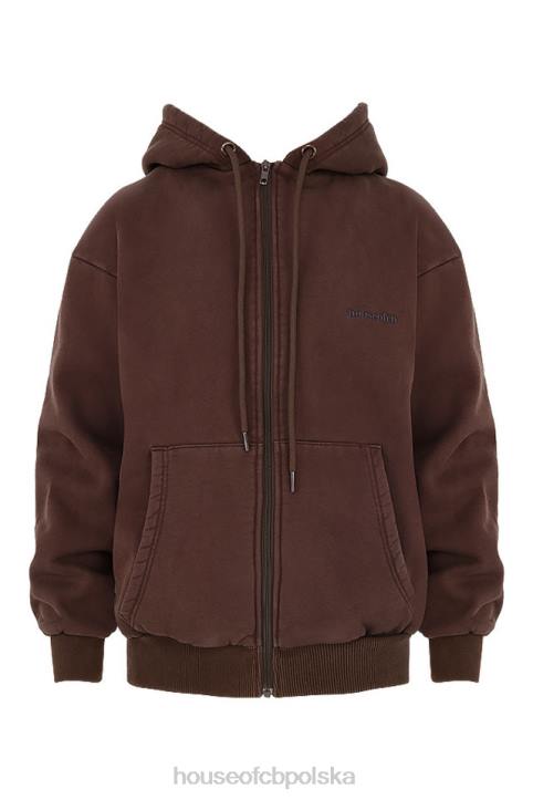 House of CB Storm Chocolate Bluza z kapturem na zamek modna odzież damska - Image 12