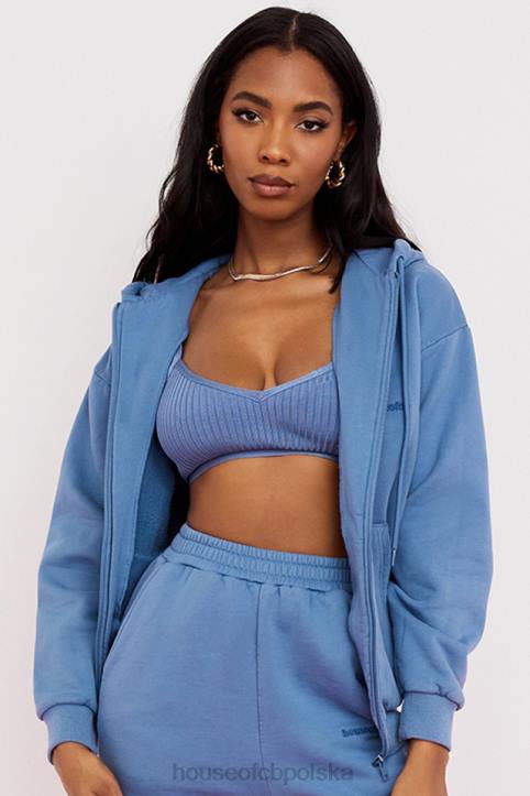 House of CB Stylowa Bluza z Kapturem Storm Azure na Zamek - Image 1