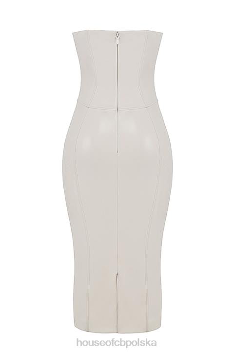 House of CB Sukienka bez ramiączek wegańska skóra Camilla Ivory modna odzież - Image 5