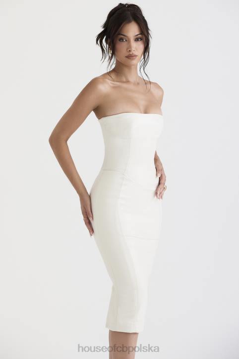 House of CB Sukienka bez ramiączek wegańska skóra Camilla Ivory modna odzież - Image 9