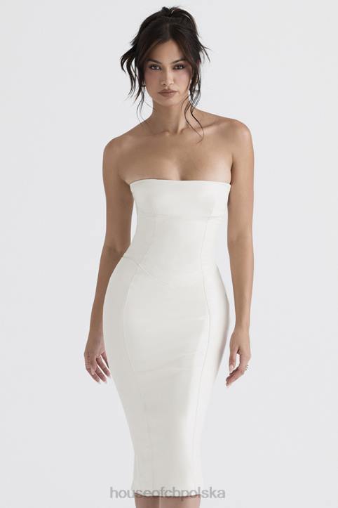 House of CB Sukienka bez ramiączek wegańska skóra Camilla Ivory modna odzież - Image 1
