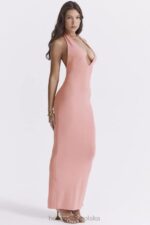 House of CB Sukienka maxi Camelia morelowa z głębokim dekoltem - Image 15