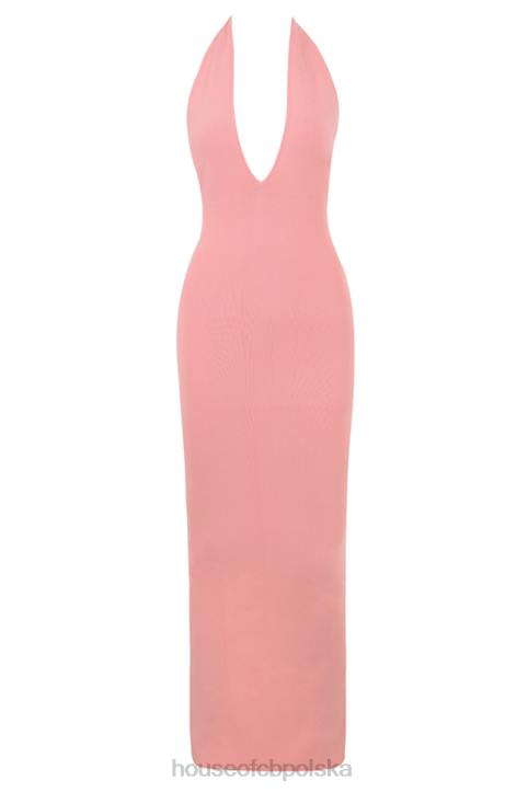 House of CB Sukienka maxi Camelia morelowa z głębokim dekoltem - Image 7