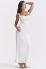 House of CB Sukienka maxi jedwabna illiana kolor kości słoniowej elegancka moda - Image 12