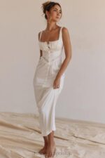 House of CB Sukienka maxi jedwabna illiana kolor kości słoniowej elegancka moda - Image 3