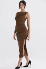 House of CB Sukienka Maxi Kryształki Kolor Kawy Laurie - Image 11