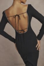 House of CB Sukienka maxi Rosa z czarnymi kryształkami Elegancja na każdą okazję - Image 4