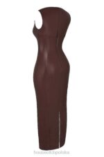 House of CB Sukienka Maxi Skórzana Kakao Stylowa Moda - Image 11