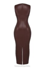 House of CB Sukienka Maxi Skórzana Kakao Stylowa Moda - Image 3