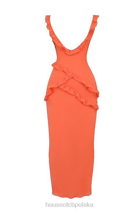 House of CB Sukienka maxi w kolorze pomarańczowym z falbaną Pixie - Image 9