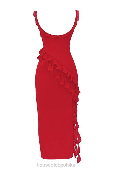 House of CB Sukienka maxi wiśniowa z falbaną na każdą okazję - Image 10