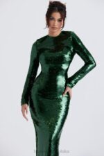 House of CB Sukienka maxi z cekinami sosnowa zieleń Glamour - Image 10