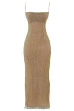House of CB Sukienka maxi z koralikami cafe au lait limitowana edycja 4PND220 modna odzież damska - Image 7