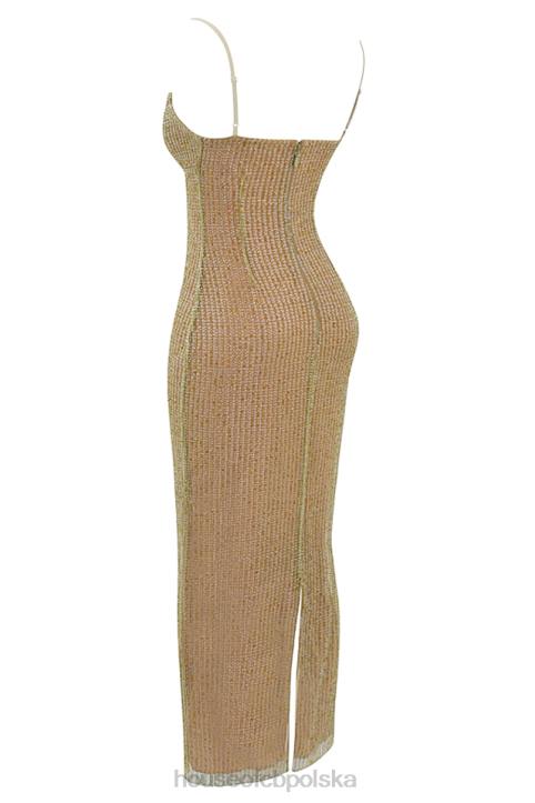 House of CB Sukienka maxi z koralikami cafe au lait limitowana edycja 4PND220 modna odzież damska - Image 8