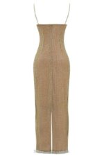 House of CB Sukienka maxi z koralikami cafe au lait limitowana edycja 4PND220 modna odzież damska - Image 9