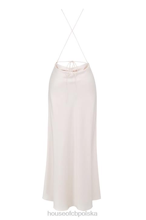 House of CB Sukienka maxi z rozcięciem kości słoniowej elegancka moda damska - Image 11