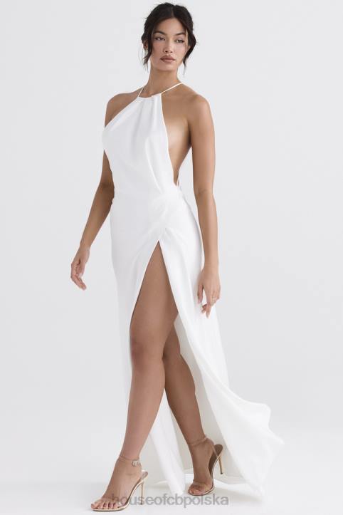 House of CB Sukienka maxi z rozcięciem kości słoniowej elegancka moda damska - Image 15
