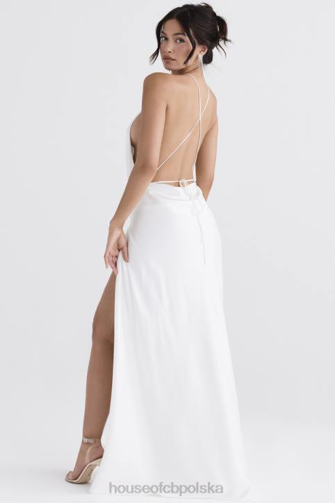 House of CB Sukienka maxi z rozcięciem kości słoniowej elegancka moda damska - Image 18