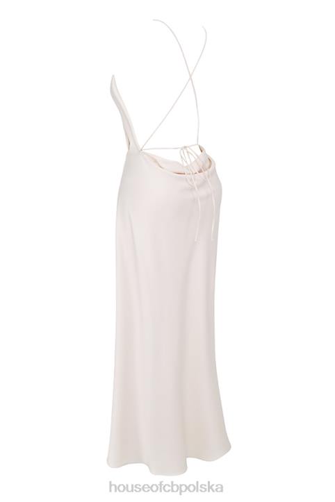 House of CB Sukienka maxi z rozcięciem kości słoniowej elegancka moda damska - Image 10
