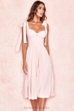 House of CB Sukienka midi Alicia pudrowy róż modna elegancka odzież