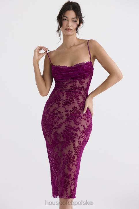 House of CB Sukienka Midi Ione Cranberry Devore Modna Elegancja - Image 11