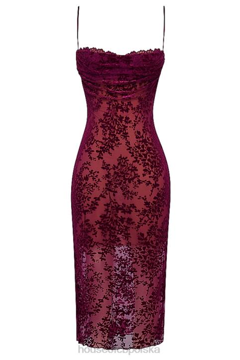 House of CB Sukienka Midi Ione Cranberry Devore Modna Elegancja - Image 7