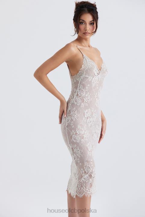 House of CB Sukienka midi koronki Serelle w kolorze kości słoniowej elegancka moda na każdą okazję - Image 11