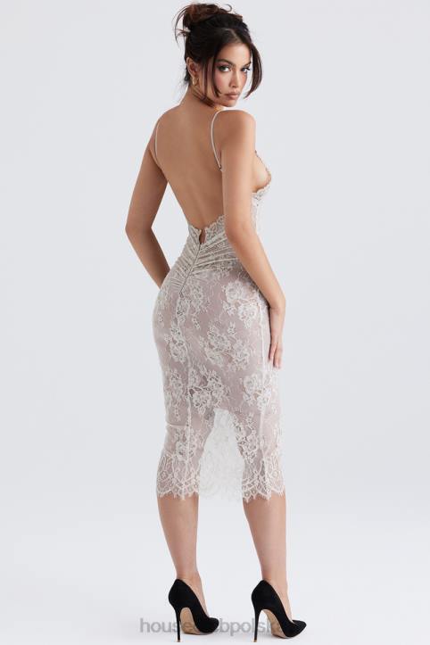 House of CB Sukienka midi koronki Serelle w kolorze kości słoniowej elegancka moda na każdą okazję - Image 12
