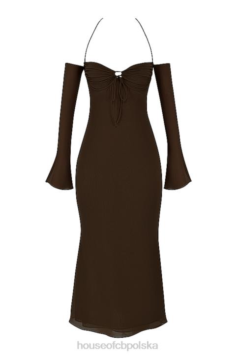 House of CB Sukienka midi na ramiączkach Naomi espresso modna odzież damska - Image 3
