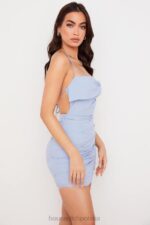 House of CB sukienka mini baby blue z odkrytymi plecami i wiązaniem na szyi - Image 11