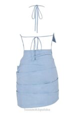 House of CB sukienka mini baby blue z odkrytymi plecami i wiązaniem na szyi - Image 6