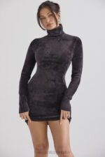 House of CB Sukienka mini Taya grafitowa szenilowa stylowa moda - Image 10