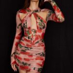 House of CB Sukienka mini w róże Adanna z nadrukiem modna odzież kobieca