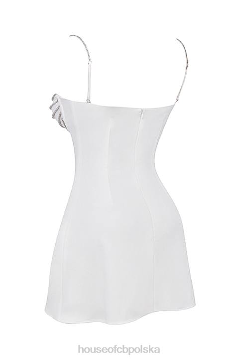 House of CB Sukienka mini z kryształkami w odcieniu kości słoniowej modna elegancja - Image 8