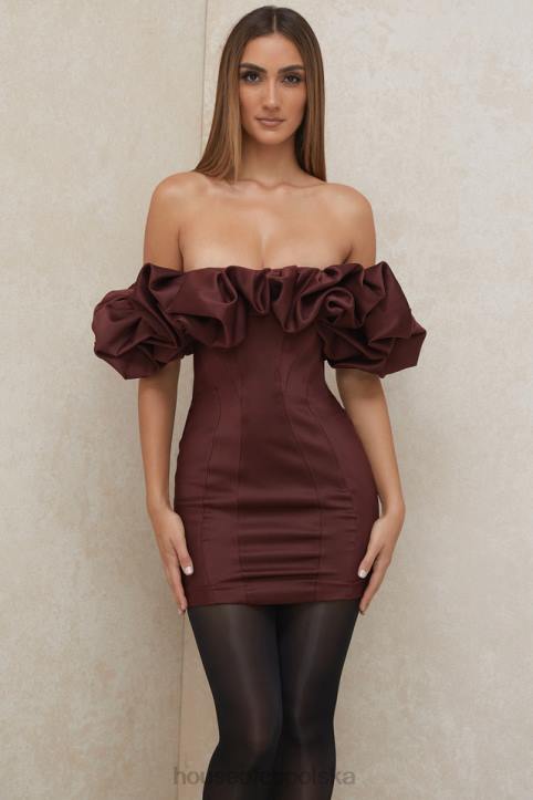 House of CB Sukienka Satynowa Bez Ramiączek Falbana Raisin Modna Elegancka - Image 1