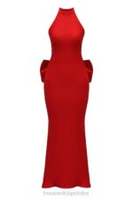 House of CB Sukienka wiązana na szyi Ilaria z czerwoną kokardką modna elegancka odzież damska - Image 10