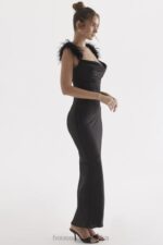 House of CB Tabitha satynowa czarna sukienka maxi na każdą okazję - Image 15