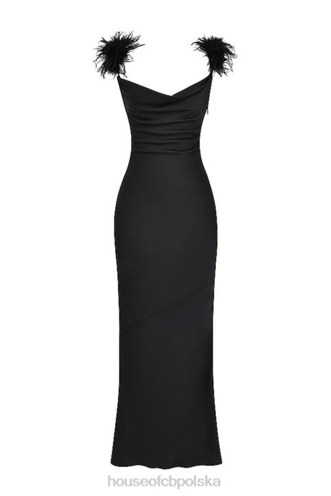 House of CB Tabitha satynowa czarna sukienka maxi na każdą okazję - Image 7