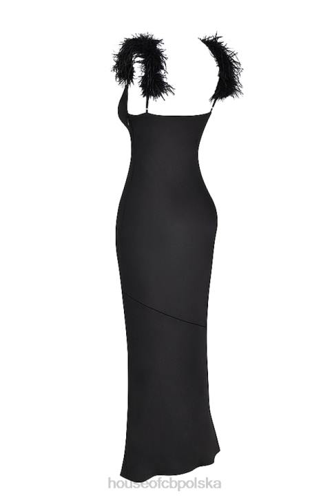 House of CB Tabitha satynowa czarna sukienka maxi na każdą okazję - Image 8