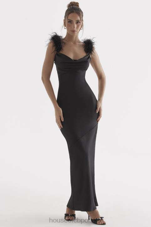 House of CB Tabitha satynowa czarna sukienka maxi na każdą okazję - Image 10